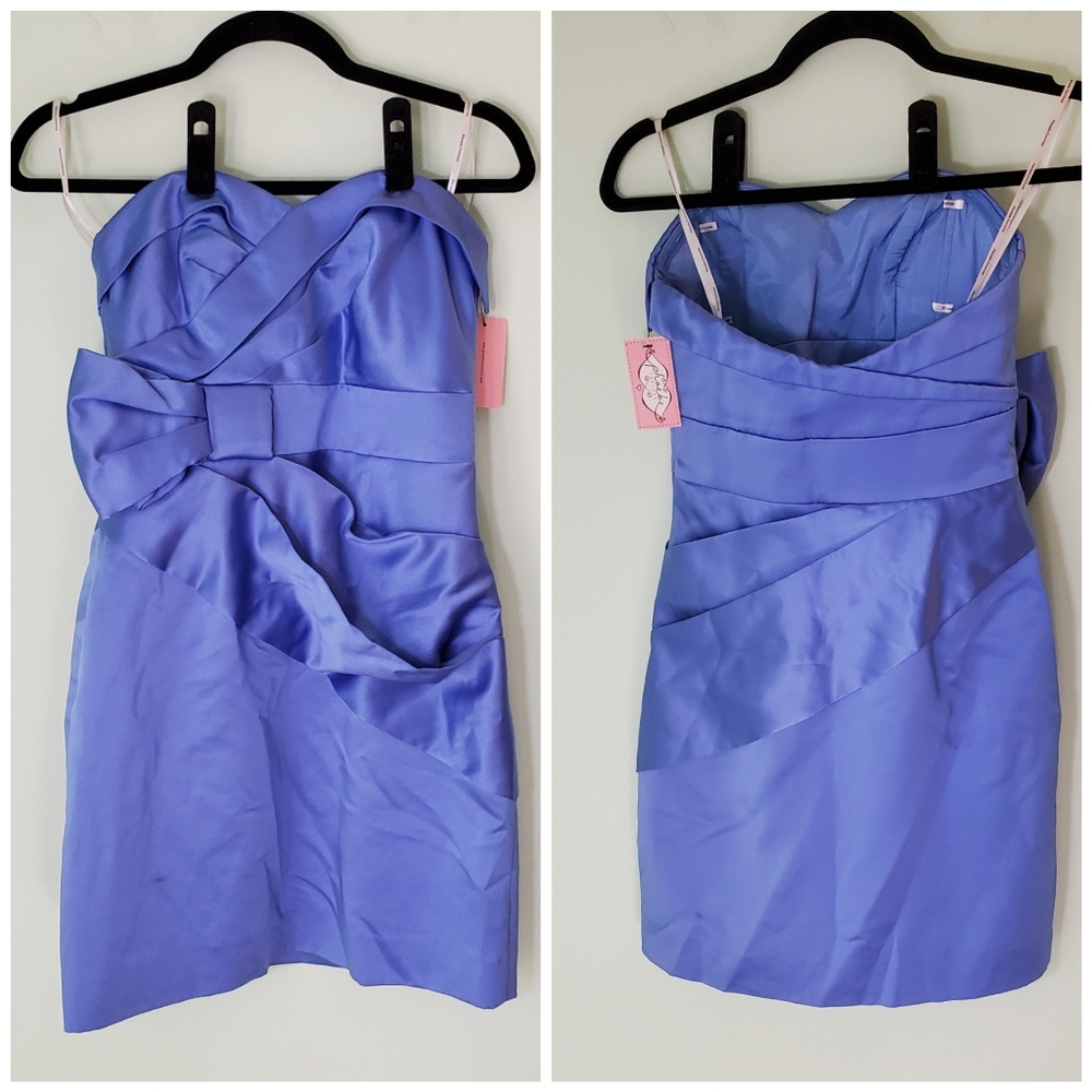 Phoebe Couture Periwinkle Blue Strapless Cocktail Dress Size 2 NWT Party Wedding